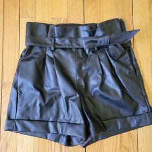 Womens pleather paper bag waist shortie shorts, great condition